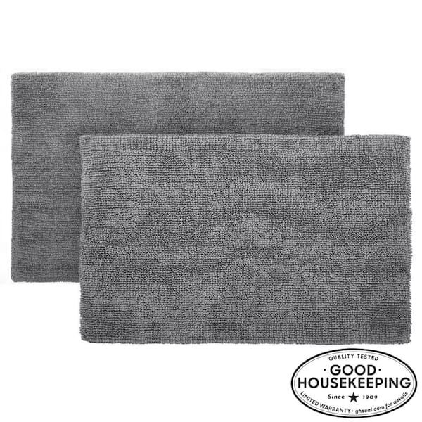 Home Decorators Collection Charcoal 24 in. x 40 in. Cotton Reversible Bath Rug (Set of 2)