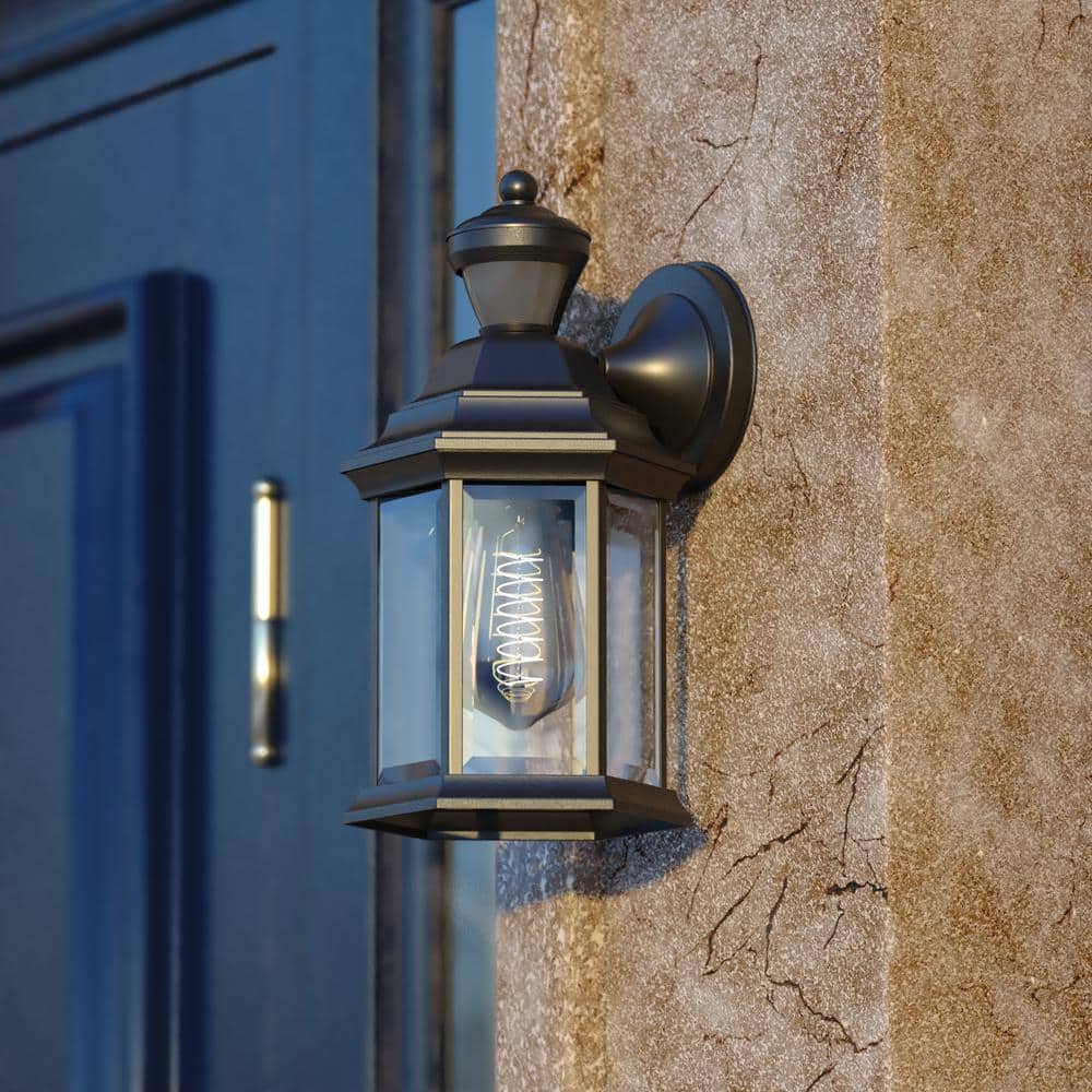 Auburn Aluminum 6.25 in. W 1-Light Black Motion Sensor Dusk to Dawn Outdoor