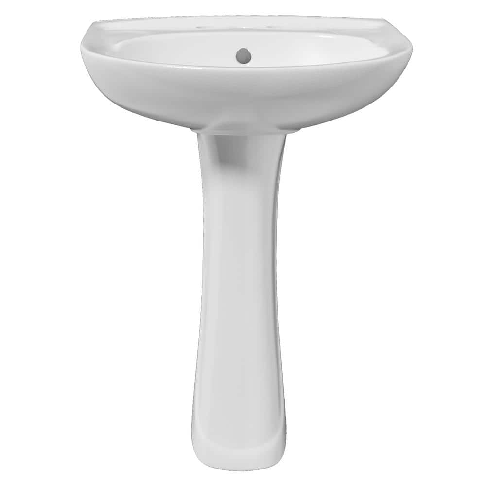 18.5 in. D x 21.5 in. W Novelty U-Shape Pedestal Bathroom Sink in White Vit