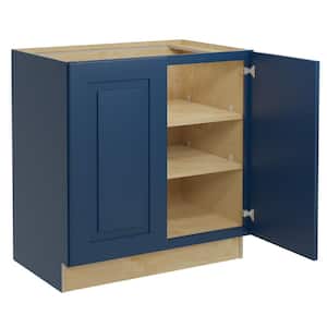 Grayson Mythic Blue Painted Plywood Shaker Assembled Base Kitchen Cabinet FH Soft Close 33 in W x 24 in D x 34.5 in H