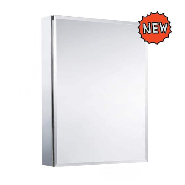 Unbranded 24 in. W x 30 in. H Rectangular Silver Aluminum Recessed/Surface Mount Medicine Cabinet with Mirror