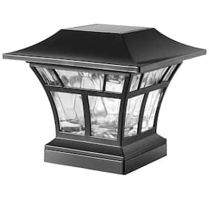 4x4 or 6x6 Matte Black Integrated LED Outdoor Solar Deck Post Light