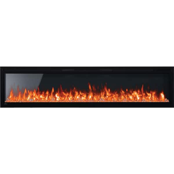 Entice 72 in. Wall-Hanging, Wall Mount Electric Fireplace in Black