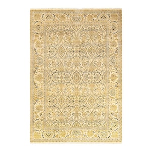 Mogul One-of-a-Kind Traditional Ivory 6 ft. 1 in. x 8 ft. 10 in. Oriental Area Rug