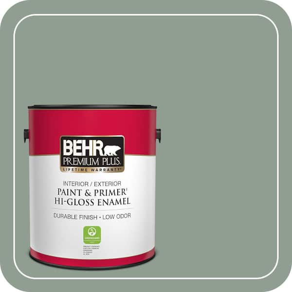 BEHR PREMIUM PLUS 1 gal. #ICC-104 Balsam Fir Hi-Gloss Enamel Interior/Exterior Paint & Primer