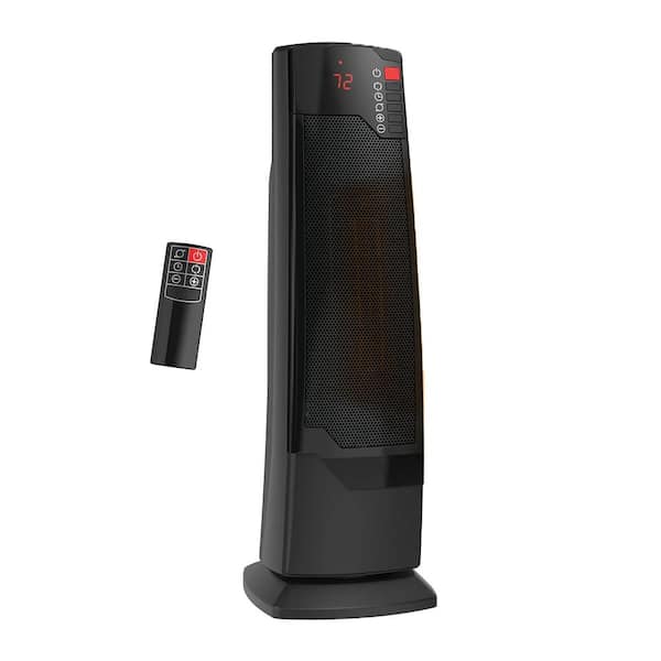 Ahfiwaso 1500 W 22 in. Indoor Electric Tower Forced Air Ceramic Space Heater with Remote and Adjustable Thermostat, Black