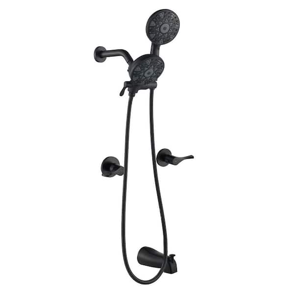 Rain 2-Handle 5-Spray Tub Shower Faucet 1.8 GPM with Pressure Balance in Black (Valve Included)