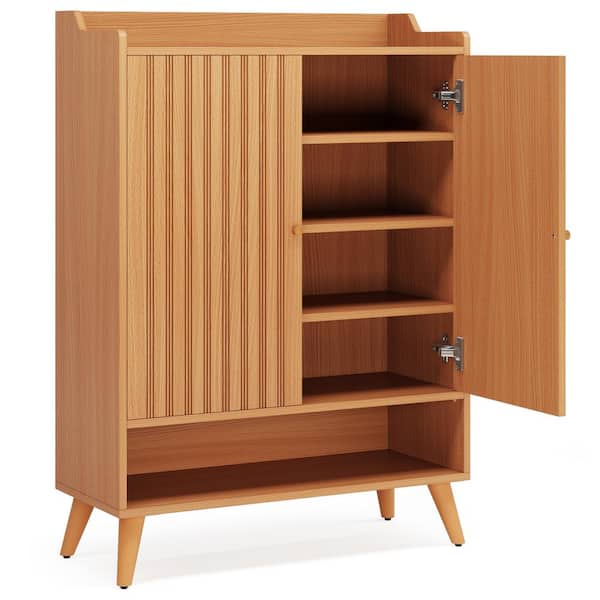 BYBLIGHT 43.3 in. H x 28.7 in. W Brown Engineered Wood Shoe Storage Cabinet