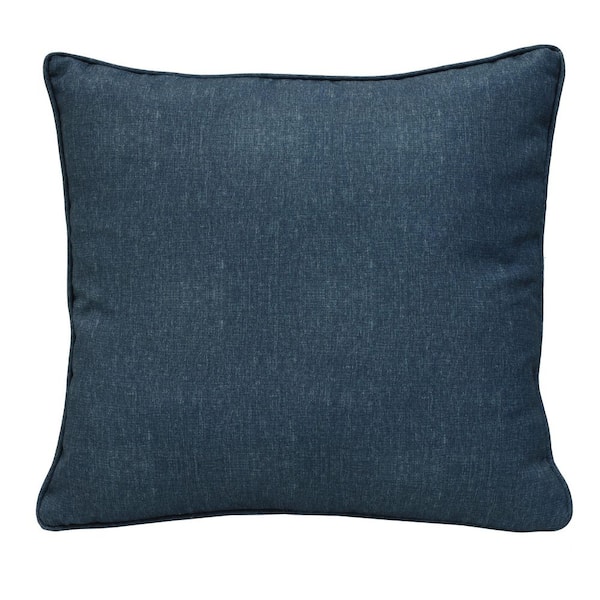 OUTDOOR DECOR BY COMMONWEALTH Outdoor Solid Blue Olefin Textured Throw Pillow 18 x 18-Includes 1-Throw Pillow