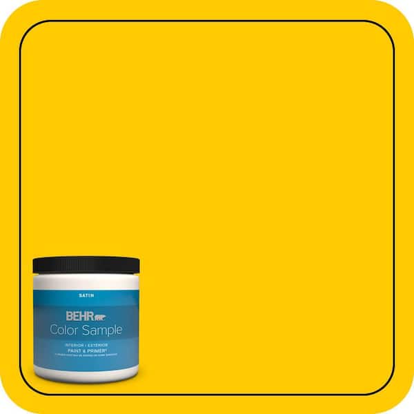 BEHR PREMIUM PLUS 8 oz. #370B-7 Yellow Flash Satin Enamel Interior/Exterior Paint & Primer Color Sample
