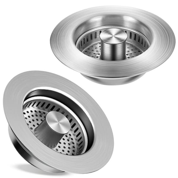 2-Pack 1.46 in. H x 4.45 in. W x 4.45 in. D Stainless Steel Pop Up Sink Stopper, Anti-Clogging Sink Drain Strainer