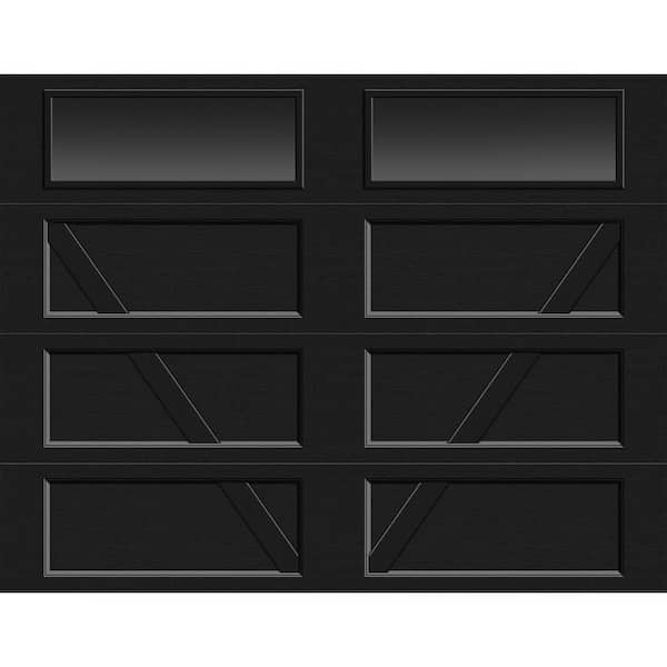 Bridgeport Steel Design V 9 ft. X 7 ft. Non-Insulated  Black Garage Door with plain windows