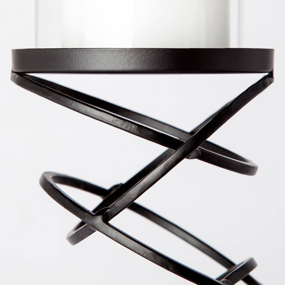 Omega Stacked Ring Black Metal Candle Holder with Glass Votive