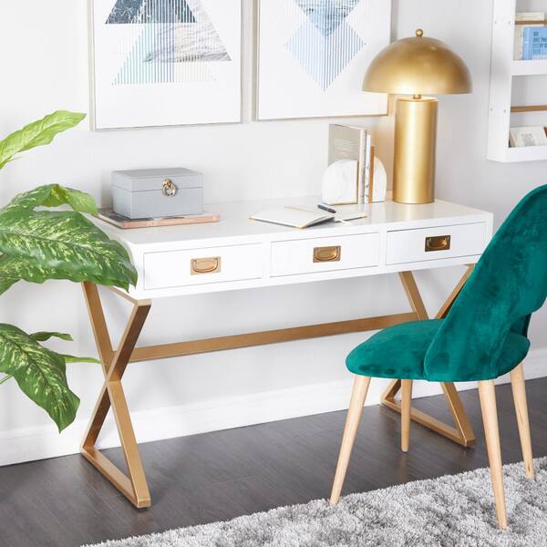 white desk with outlet