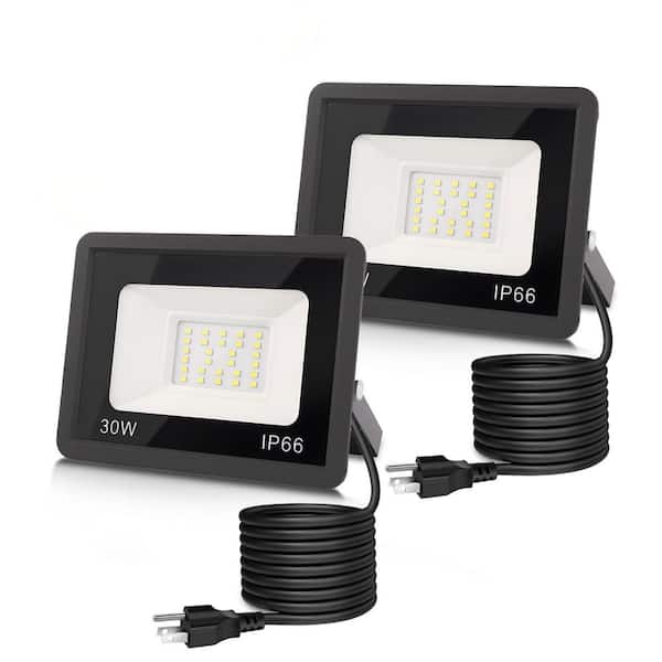 BeamBox 30W Black Plug-In Integrated LED Landscape Flood Light