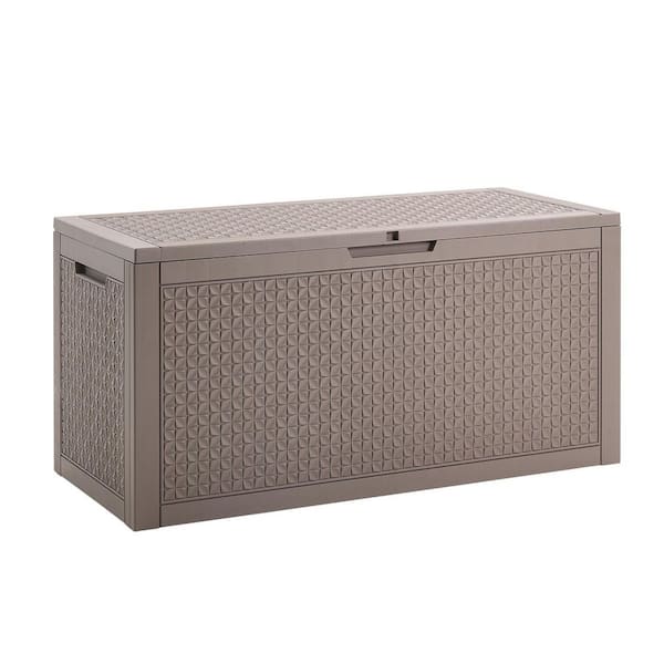 Outdoor Storage Box, 100 Gal. Resin Deck Box, Backyard Outside Toy and Towel Storage Cabinet Waterproof