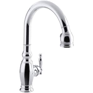 Vinnata Single-Handle Pull-Down Sprayer Kitchen Faucet in Polished Chrome