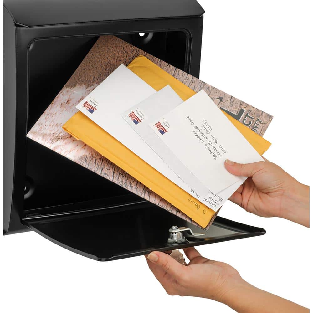 Sienna Black Medium Galvanized Steel Locking Wall Mount Mailbox