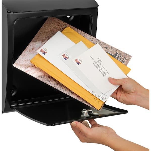 Sienna Black, Medium, Steel, Locking Wall Mount Mailbox