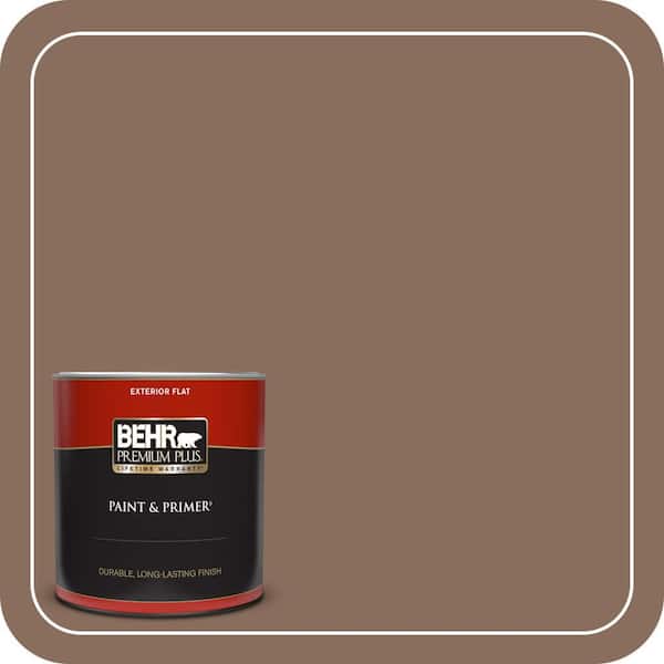 BEHR PREMIUM PLUS 1 qt. #N190-6 Nut Brown Flat Exterior Paint & Primer