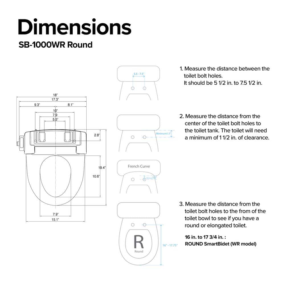 White Electric Bidet Toilet Seat with Remote Control