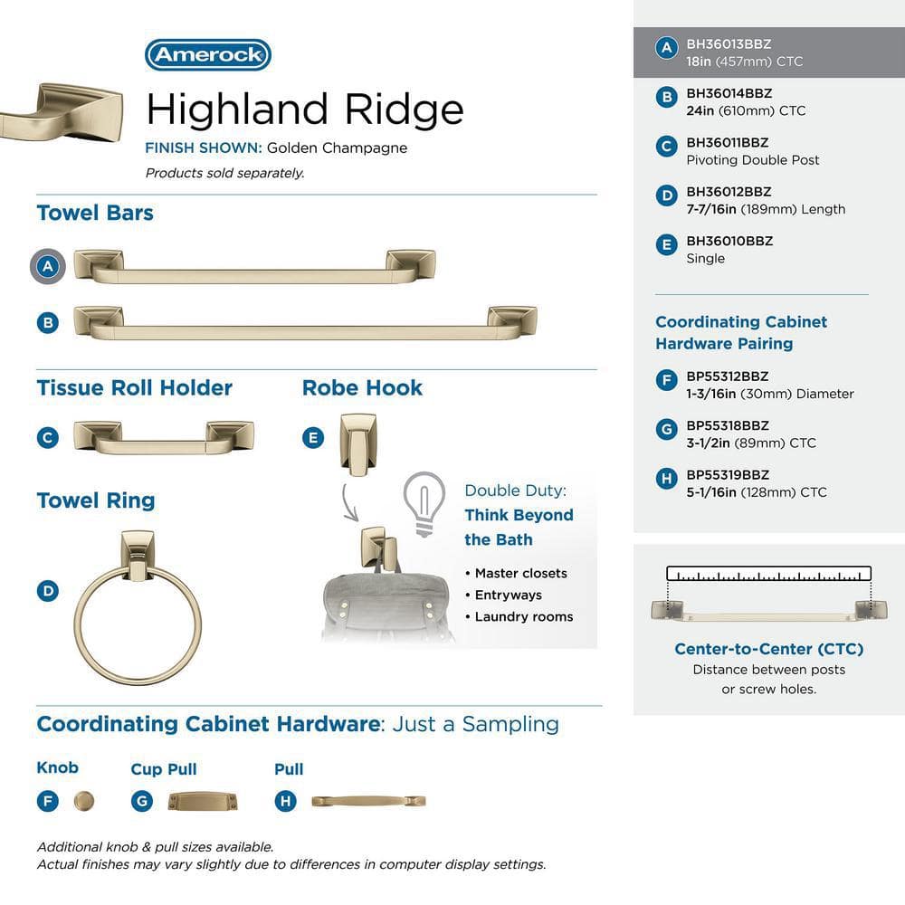 Highland Ridge 18" Golden Champagne Wall Mounted Towel Bar