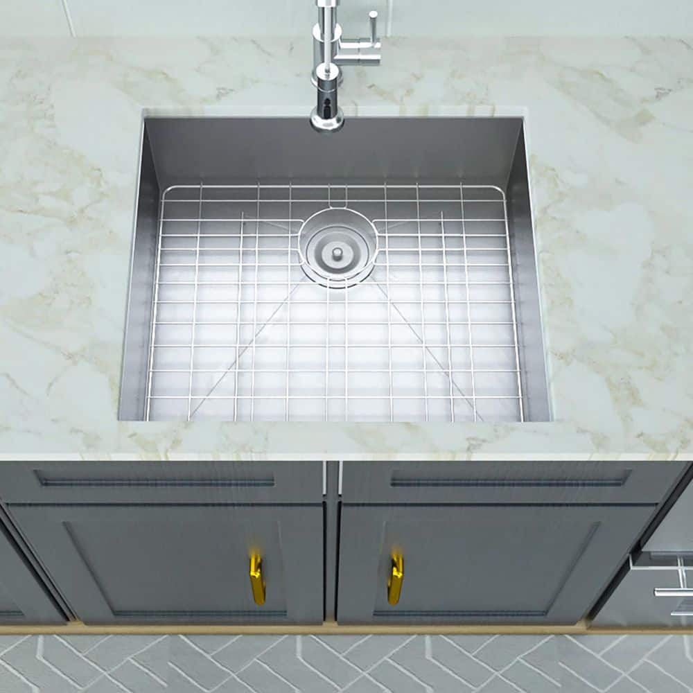 25 in. Undermount Single Bowl 18-Gauge Brushed Nickel Stainless Steel Kitch