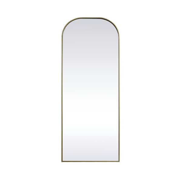 Unbranded Simply Living 28 in. W x 74 in. H Arch Metal Framed Brass Full Length Mirror