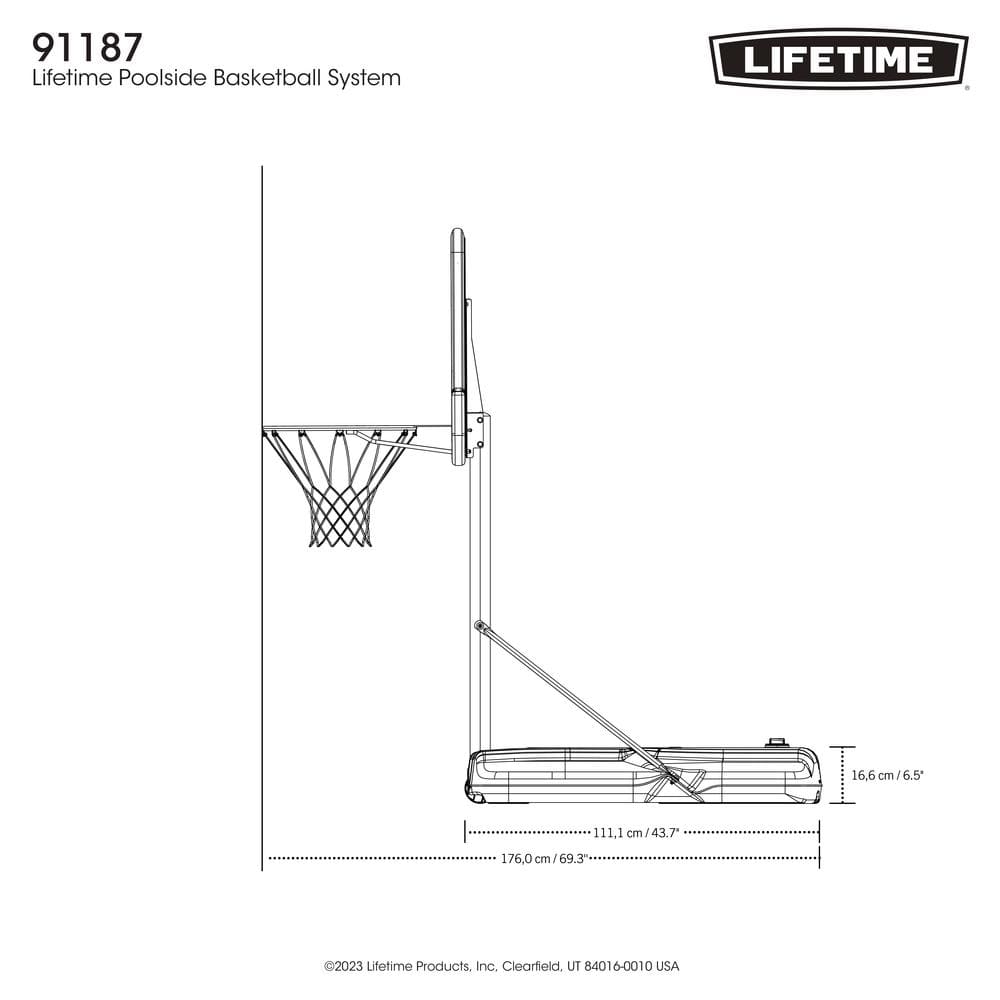 44" Blue and White Polycarbonate Poolside Basketball Hoop