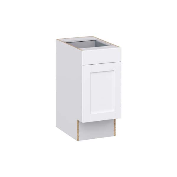 J COLLECTION Milton 15 in W x 24 in D x 32.5 in. H Assembled Shaker Accessible ADA Base Kitchen Cabinet in Bright White with Drawer