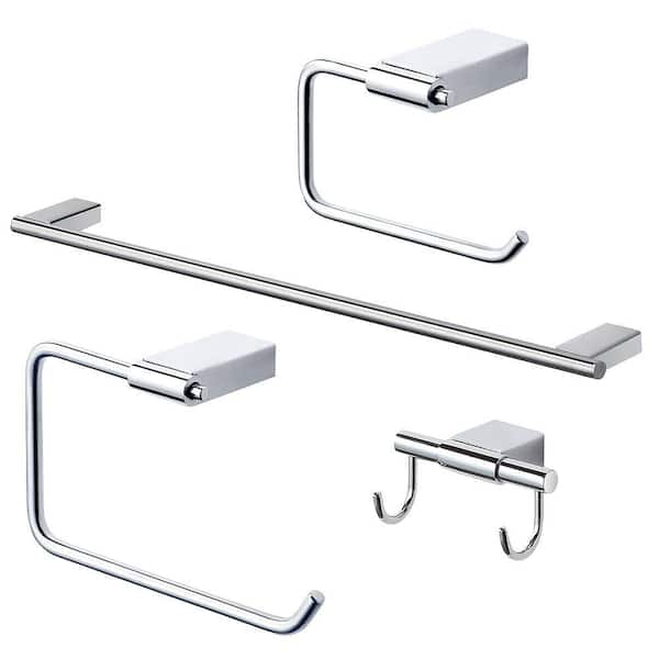 FORIOUS Bathroom Accessories Set 4-pack，Towel Ring，Towel Bar