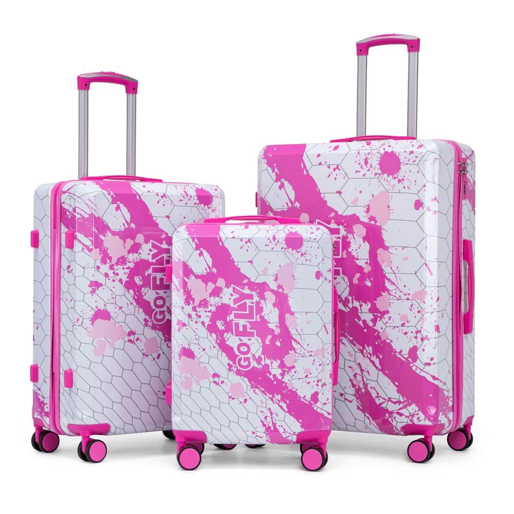 3-Pieces Pink Polycarbonate Luggage Set with Printed pattern and Combination Lock price history on PriceWatchPro
