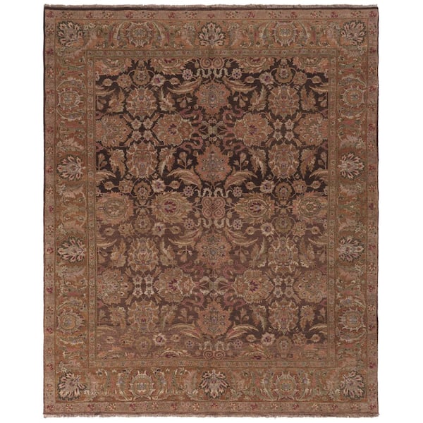 Old World 5 ft. x 8 ft. Burgundy/Green Ornate Area Rug