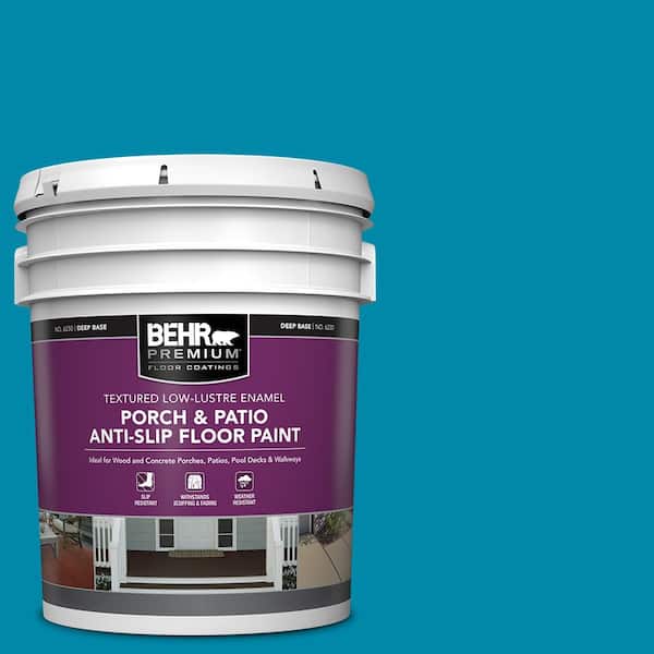 5 gal. #P490-6 Hacienda Blue Textured Low-Lustre Enamel Interior/Exterior Porch and Patio Anti-Slip Floor Paint