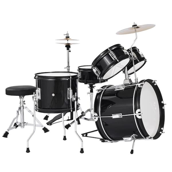 Kids Drum Set 5Pcs 14in. Junior Drum Sets Beginner Drums Set 2 Pairs of Drumsticks for Children Ages 6-13(Black)
