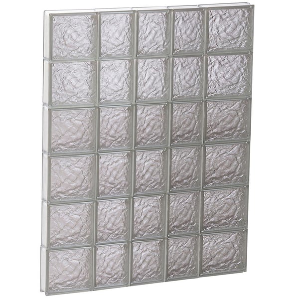 Clearly Secure 32.75 in. x 46.5 in. x 3.125 in. Frameless Ice Pattern Non-Vented Glass Block Window