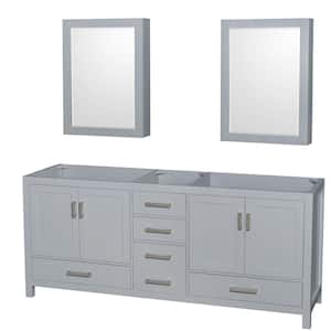Sheffield 78.5 in. W x 21.5 in. D x 34.25 in. H Double Bath Vanity Cabinet without Top in Gray with MC Mirrors