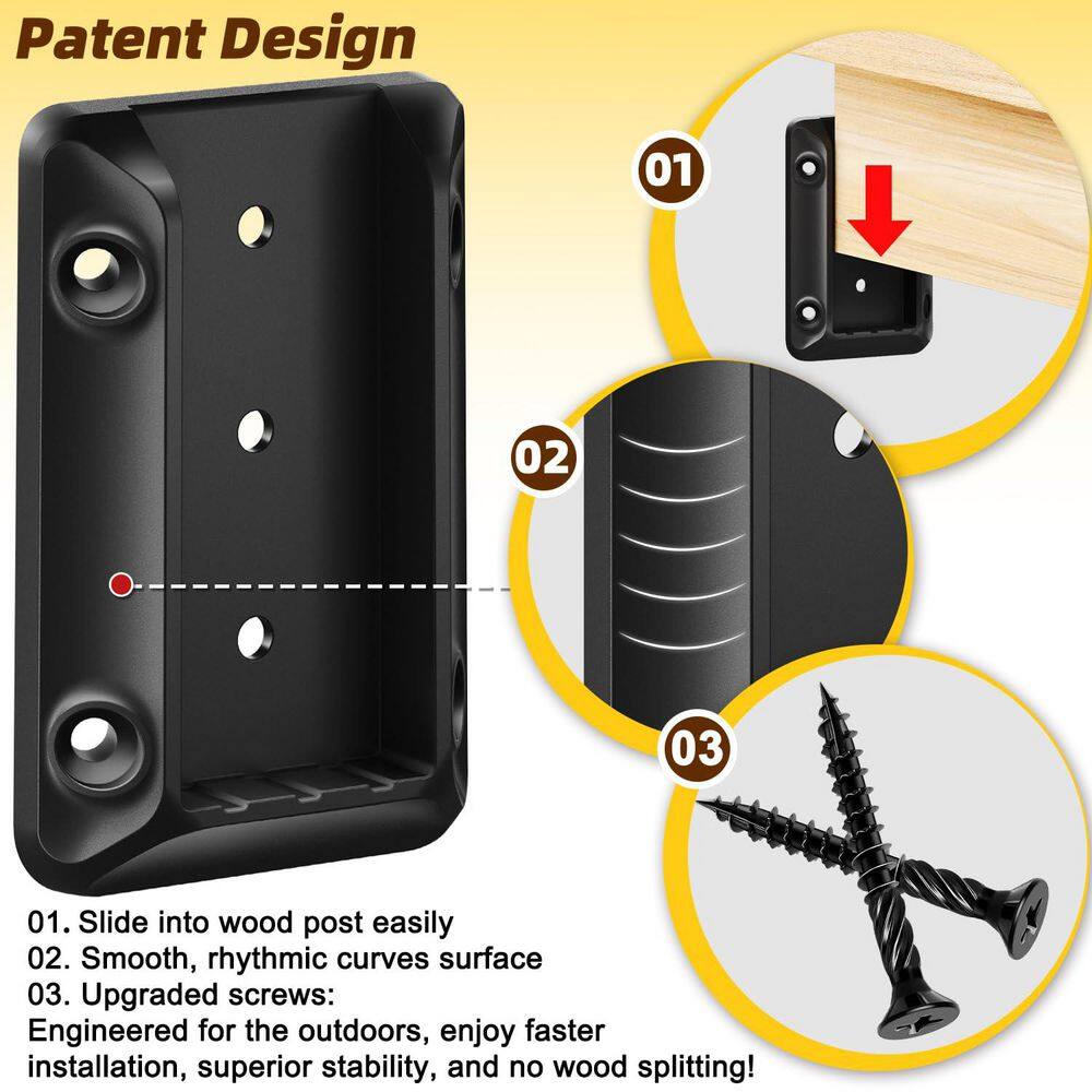 Black Nylon Deck Railing Bracket Connectors with Galvanized Screws