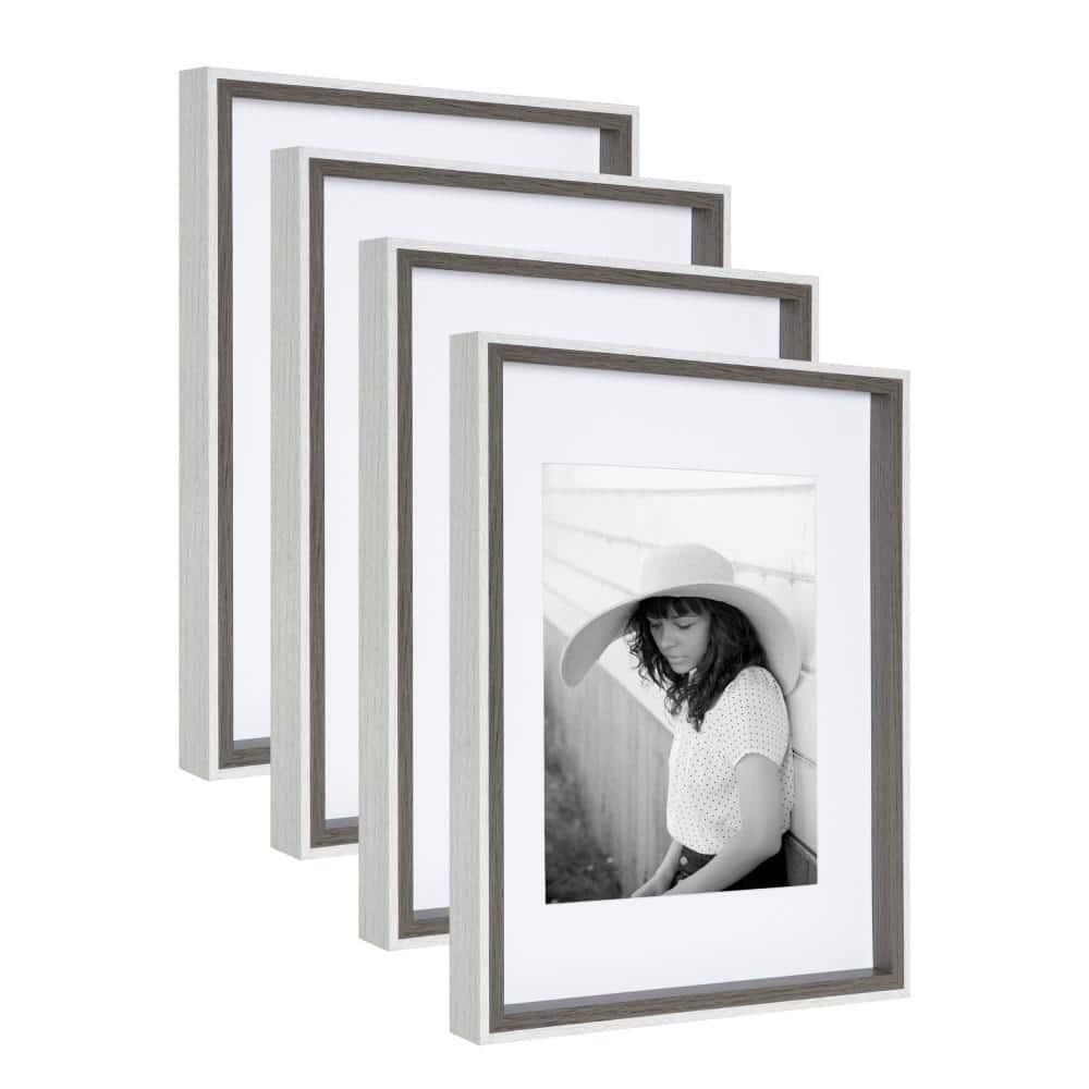 Frame Set Gray Kate and Laurel Gibson 11 in. x 14 in. matted to 8 in. x 10 in. Gray ...