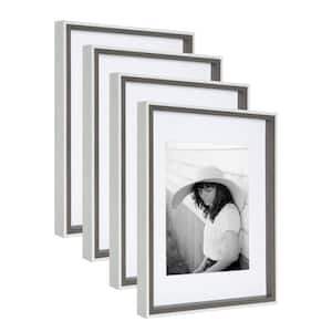 Gibson 11 in. x 14 in. matted to 8 in. x 10 in. Gray/White Picture Frames (Set of 4)