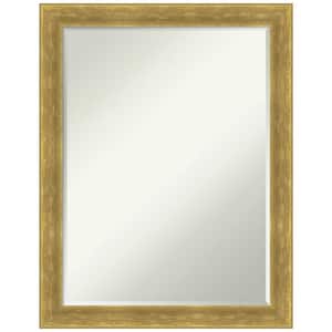 Angled Gold 21.25 in. x 27.25 in. Petite Bevel Modern Rectangle Wood Framed Wall Mirror in Gold