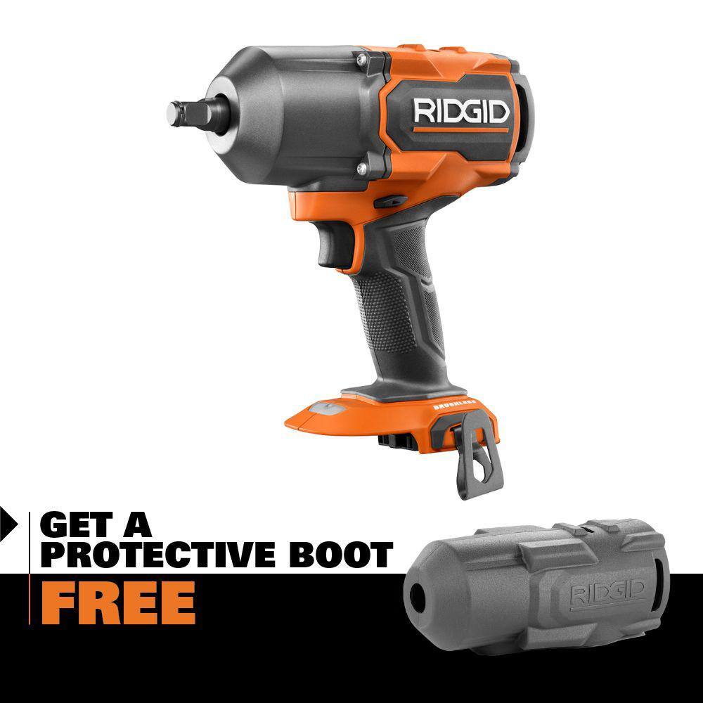 RIDGID 18V Brushless Cordless 1/2 in. High Impact Wrench (Tool Only) and Protective Boot R86212B