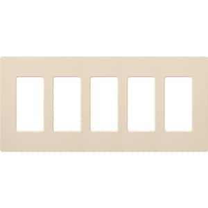 Claro 5 Gang Wall Plate for Decorator/Rocker Switches, Gloss, Light Almond (CW-5-LA) (1-Pack)