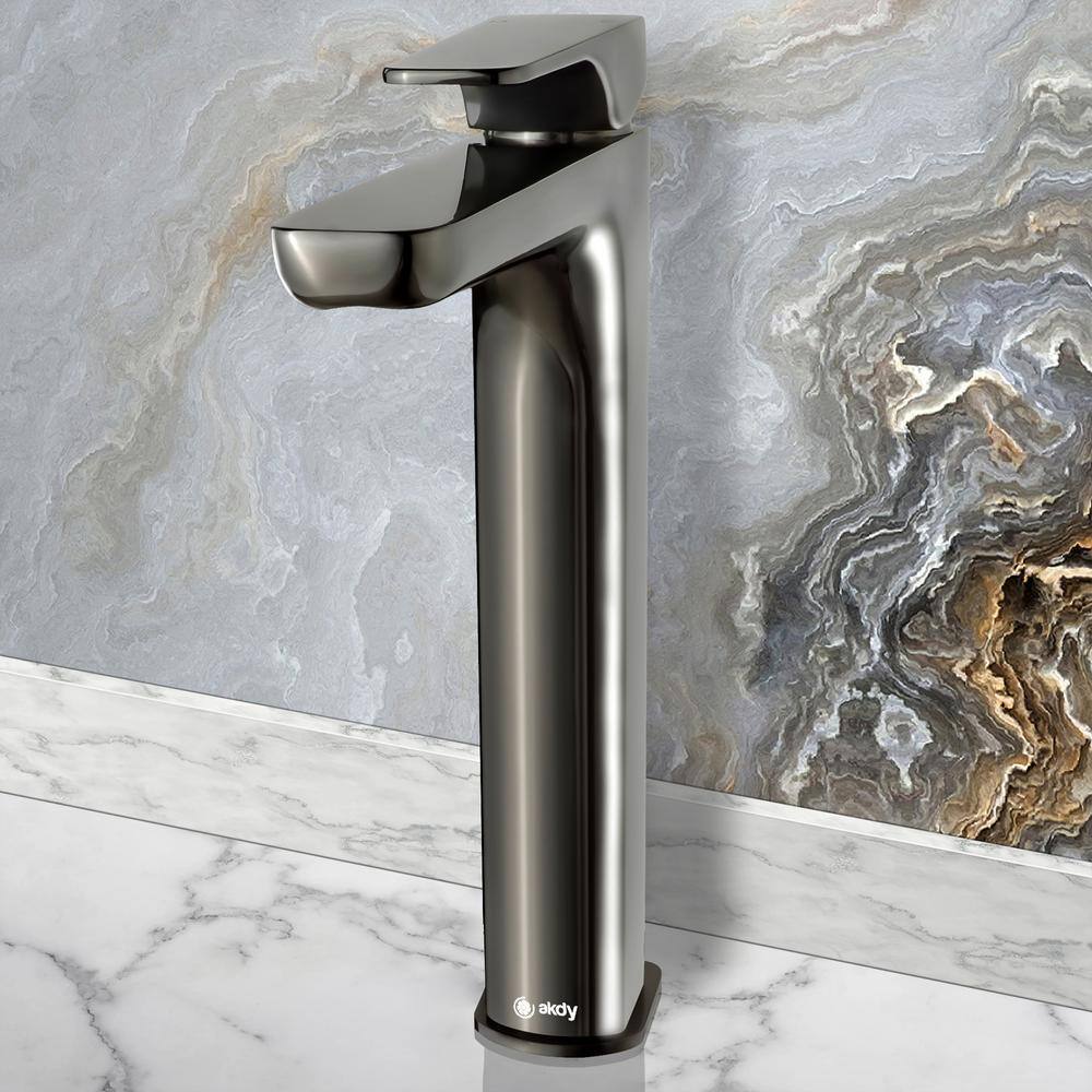 Brushed Gun Black High-Arc Single Handle Bathroom Faucet