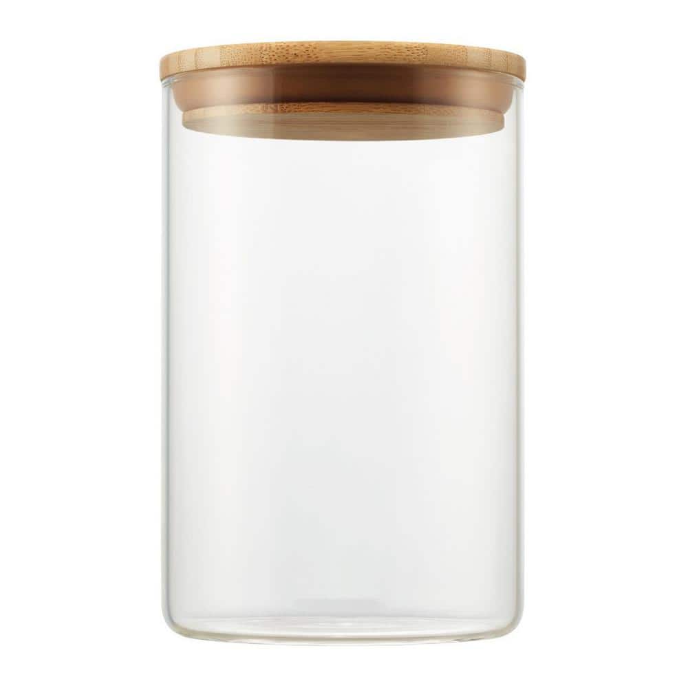 Clear Glass Cylinder Canisters with Bamboo Lids - Set of 3