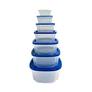 Gradient Blue 14-Piece Nested Square Plastic Food Storage Container Set