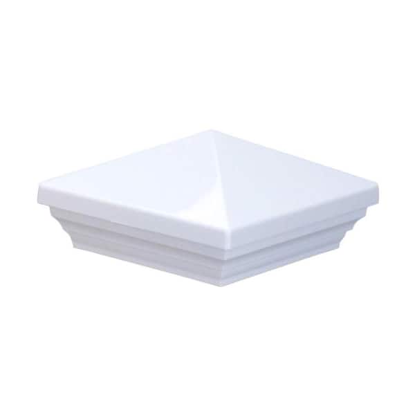 Myard Screw-Free White Universal Fence Pyramid Top Cap fits Post 4 in. x 4 in. and 4.5 in. x 4.5 in.