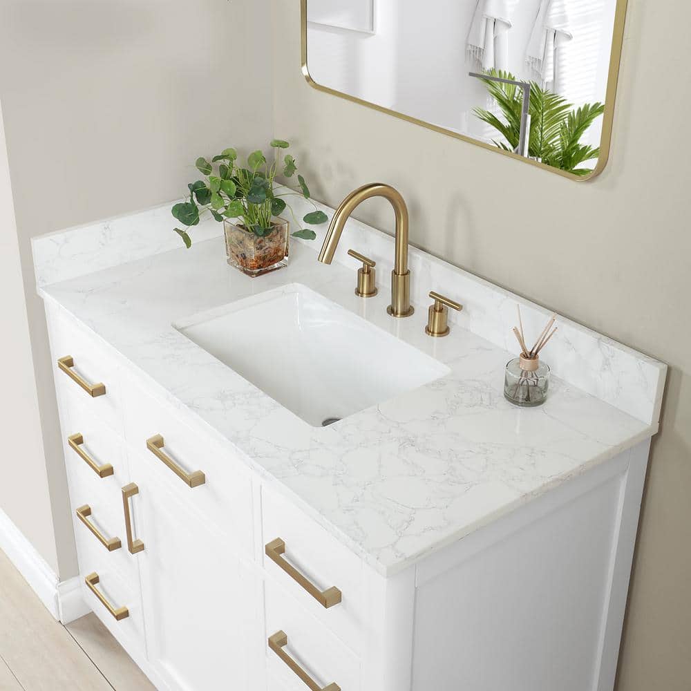 Gavino 42" White Wood Vanity with Composite Stone Top