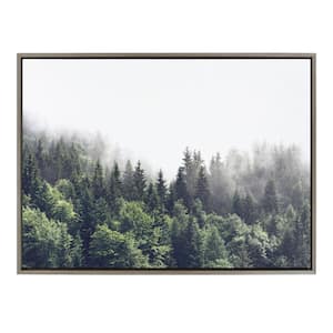 Lush Green Forest on a Foggy Day by The Creative Bunch Studio Framed Nature Canvas Wall Art Print 38.00 in. x 28.00 in.