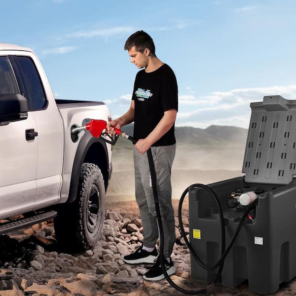 Portable Diesel Tank, 116 Gal. Capacity and 10 GPM Flow Rate, Diesel Fuel Tank with 12V Electric Transfer Pump, Black